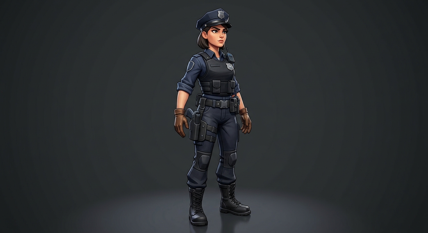 create a female police stylized character