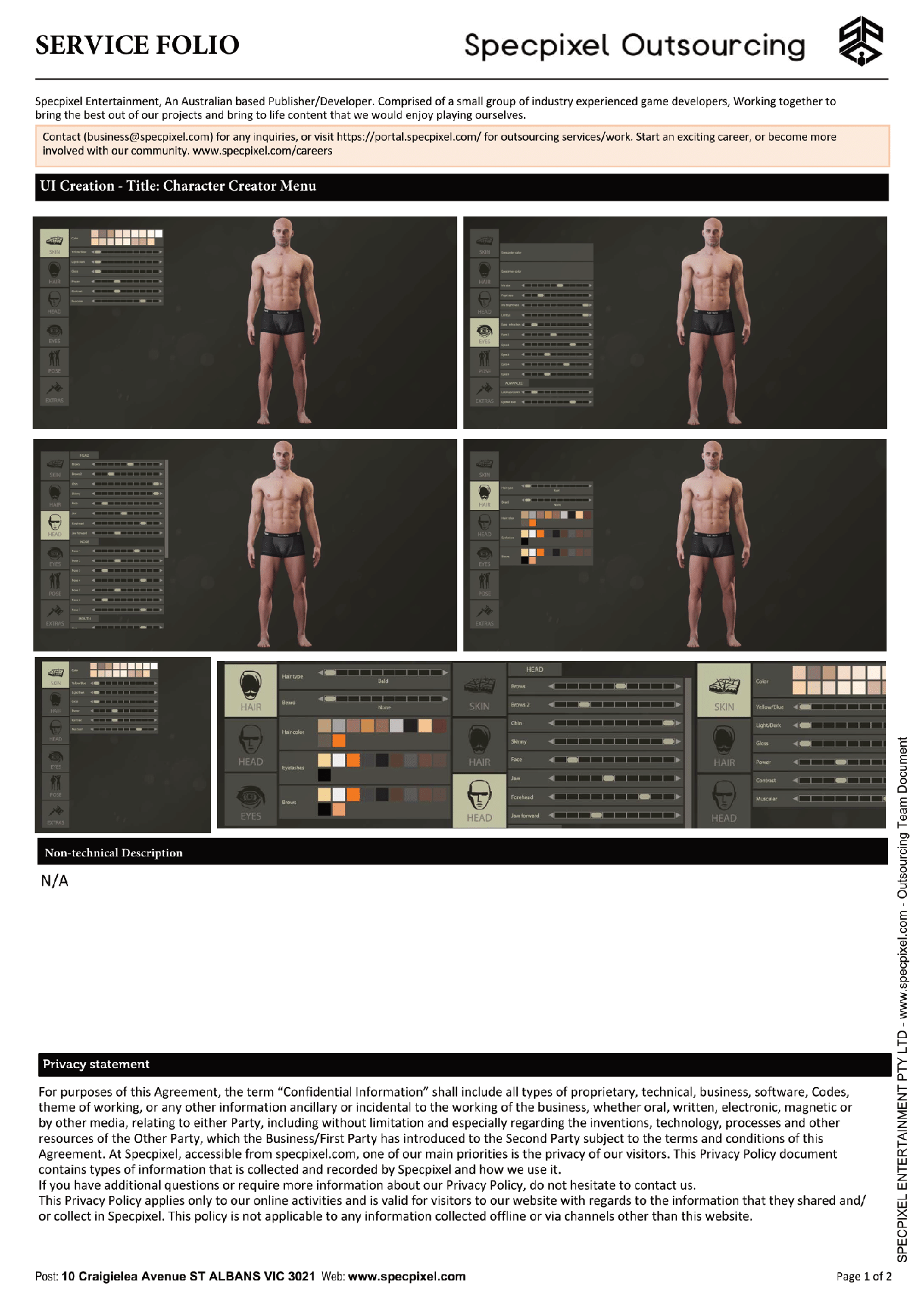 Character Creator Menu